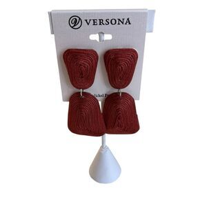 Versona Burnt Orange Thread Wrapped Geometric Dangle Drop Earrings